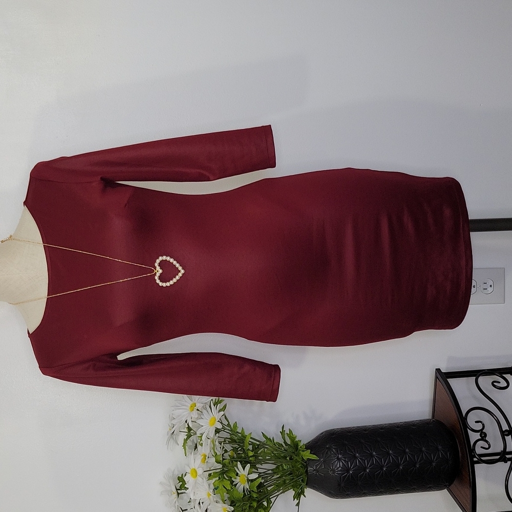 Forever 21 Maroon Long Sleeve Dress SZ S